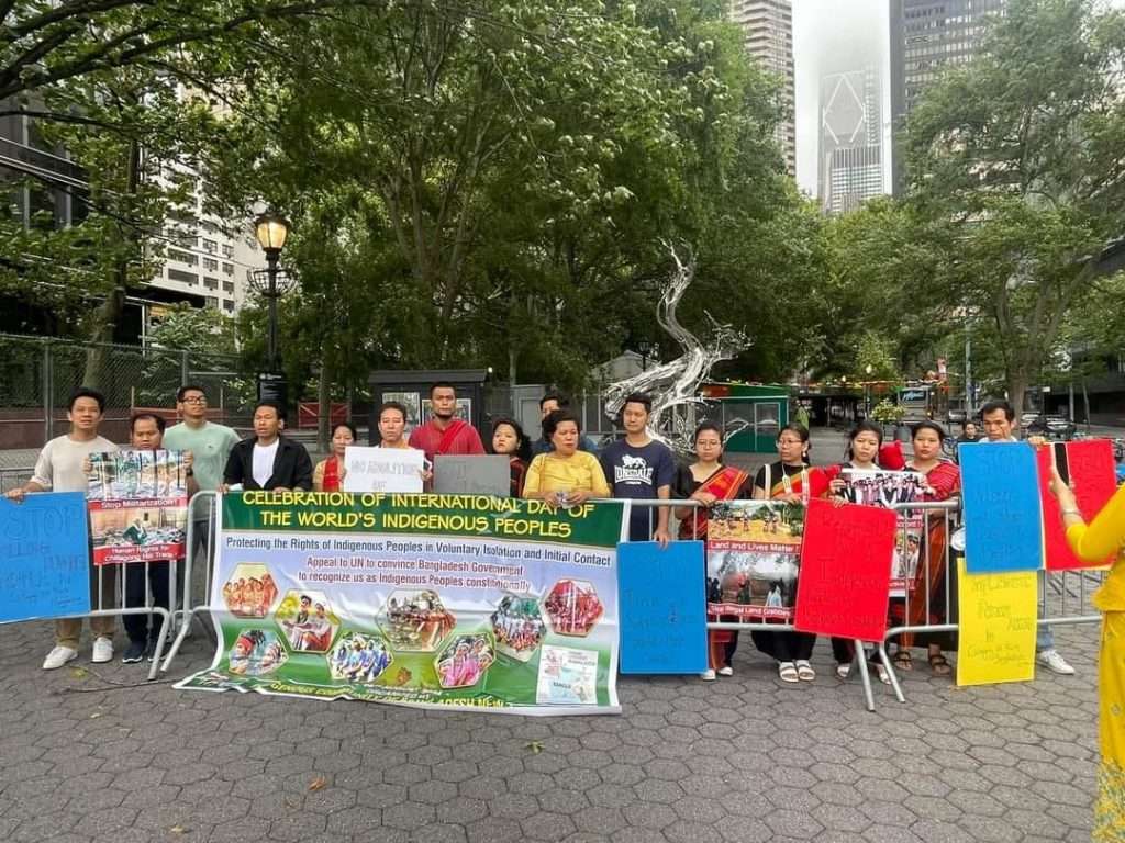 Jumma diaspora organise demonstration on the occasion of Indigenous Day in New York