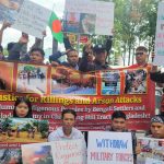 Demonstration against communal attack in CHT held in NY