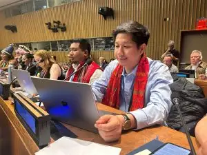 Manojit Chakma delivers speech on six mandated areas of Permanent Forum at UNPFII