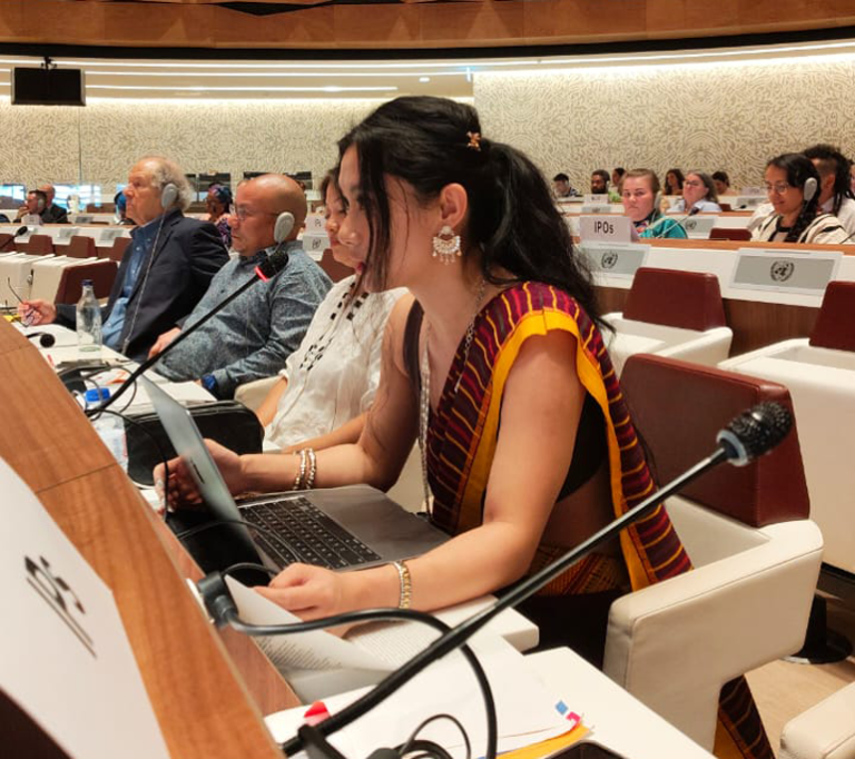 Augustina Chakma of PCJSS delivers speech on item 5 regarding UNDRIP