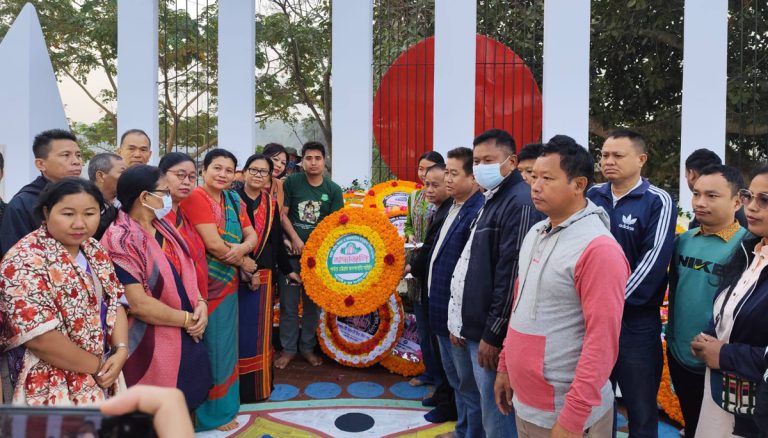 আন্তর্জাতিক মাতৃভাষা দিবসে পিসিজেএসএস এবং এর অঙ্গ ও সহযোগী সংগঠনের বিভিন্ন স্থানে পুষ্পস্তবক অর্পণ